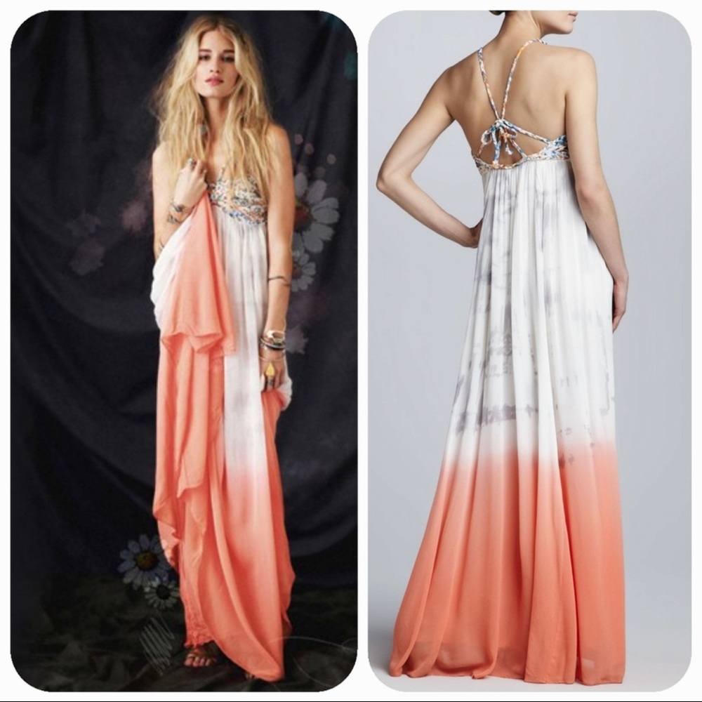 RARE! Free People Snake Goddess Dip Dye Maxi Dress